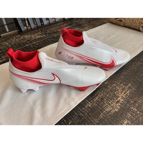 Nike Vapor Football Cleats Men’s 10.5 White Red AO8277 Speed Molded Cleats - Picture 3 of 7